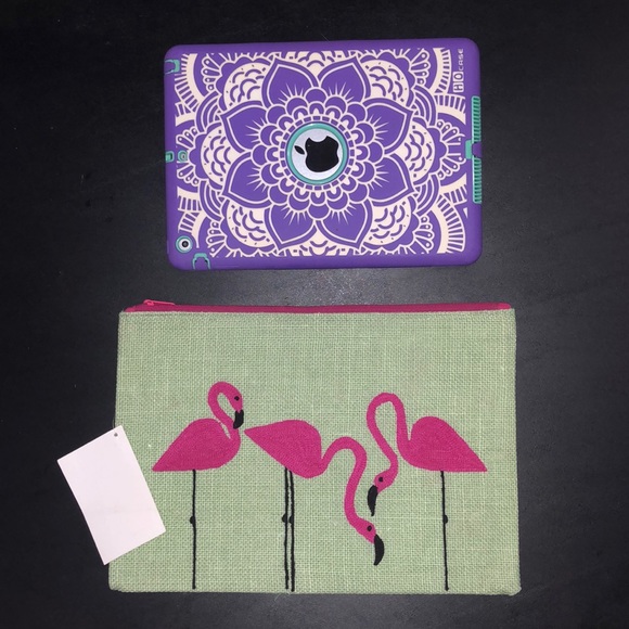 New kawaii beach travel flamingo straw canvas pouch organizer case makeup holder - Picture 1 of 6